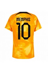 Alankomaat Memphis Depay #10 Jalkapallovaatteet Kotipaita MM-kisat 2022 Lyhythihainen